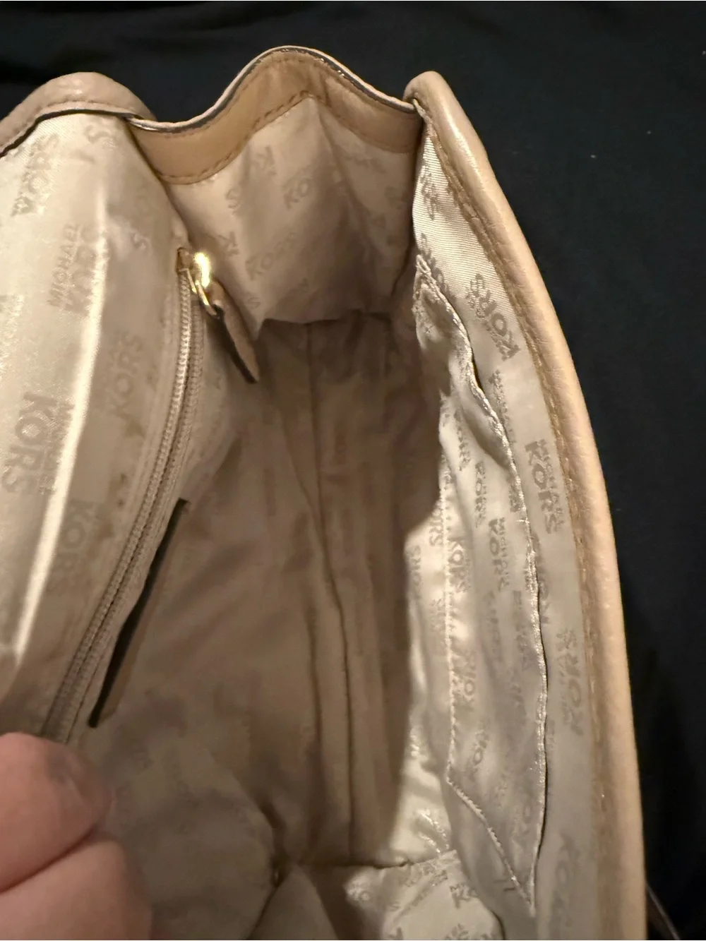 Michael Kors Pebbled Leather Crossbody in Taupe with Gold Hardware